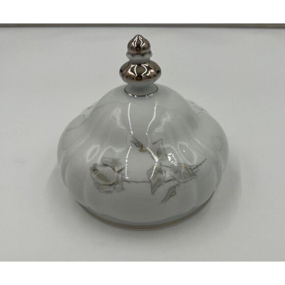Hutschenreuther Sylvia Round Butter Covered Dish Set Grey Rose German Porcelain - Picture 5 of 8